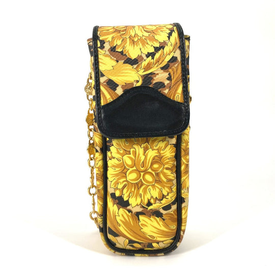 VERSACE Shoulder Bag PVC / Leather yellow Pochette bag vintage Leopard leopard print leopard Women Used Authentic