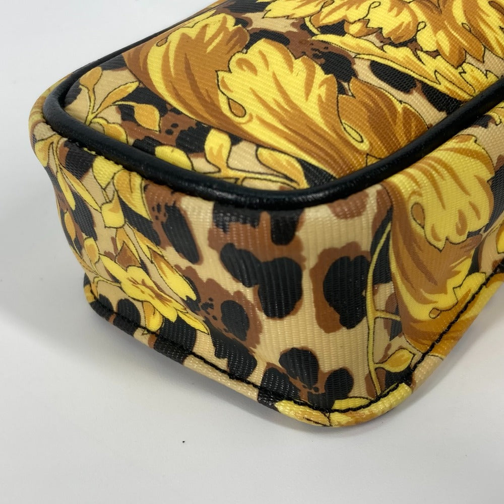 VERSACE Shoulder Bag PVC / Leather yellow Pochette bag vintage Leopard leopard print leopard Women Used Authentic