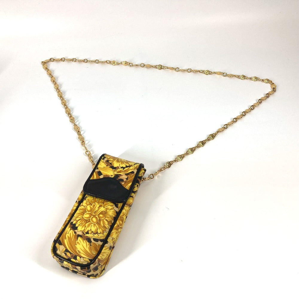VERSACE Shoulder Bag PVC / Leather yellow Pochette bag vintage Leopard leopard print leopard Women Used Authentic