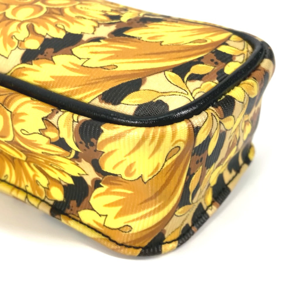 VERSACE Shoulder Bag PVC / Leather yellow Pochette bag vintage Leopard leopard print leopard Women Used Authentic