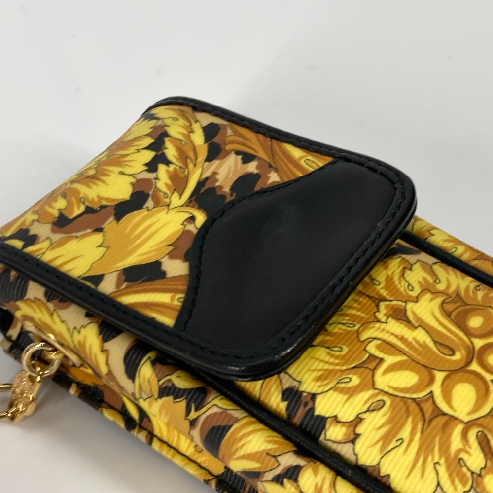 VERSACE Shoulder Bag PVC / Leather yellow Pochette bag vintage Leopard leopard print leopard Women Used Authentic