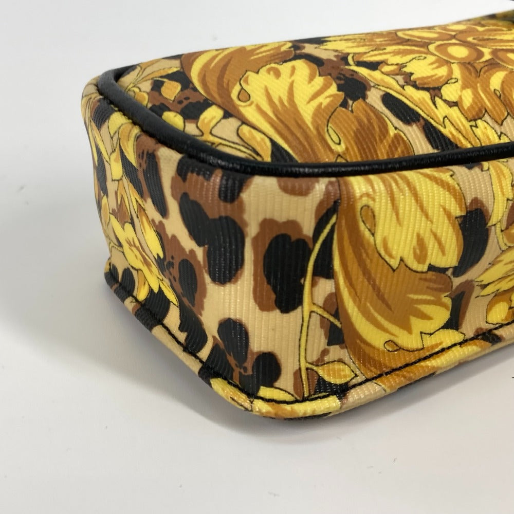 VERSACE Shoulder Bag PVC / Leather yellow Pochette bag vintage Leopard leopard print leopard Women Used Authentic