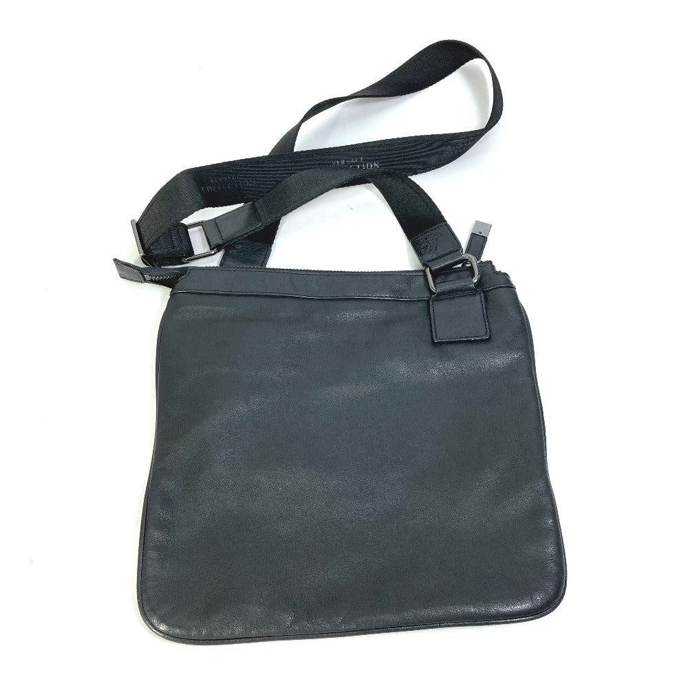VERSACE Shoulder Bag leather black Crossbody Medusa mens Used Authentic