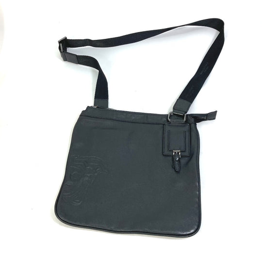 VERSACE Shoulder Bag leather black Crossbody Medusa mens Used Authentic