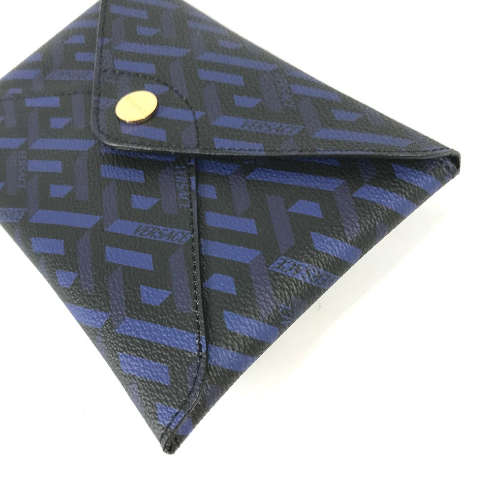 VERSACE Pouch leather blue Gureka Women Used Authentic