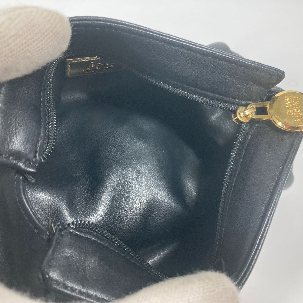 VERSACE Pouch leather black Medusa Women Used Authentic
