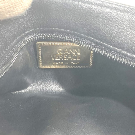 VERSACE Pouch leather black Medusa Women Used Authentic