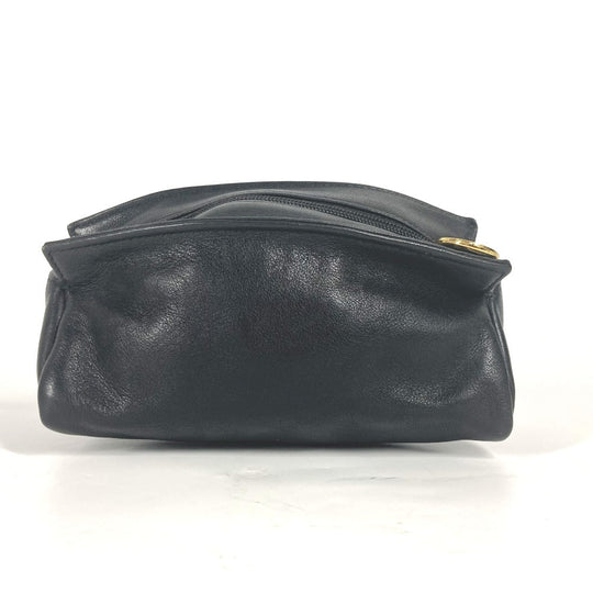 VERSACE Pouch leather black Medusa Women Used Authentic