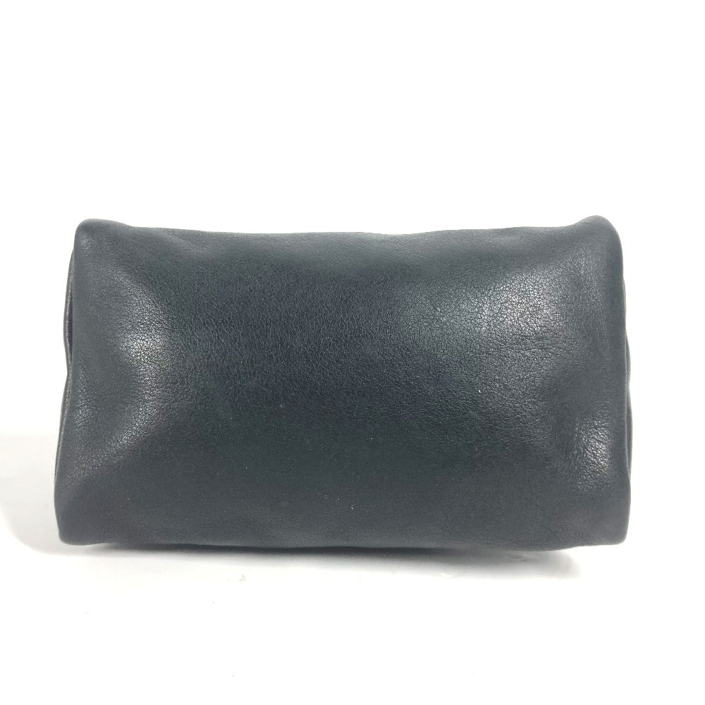 VERSACE Pouch leather black Medusa Women Used Authentic