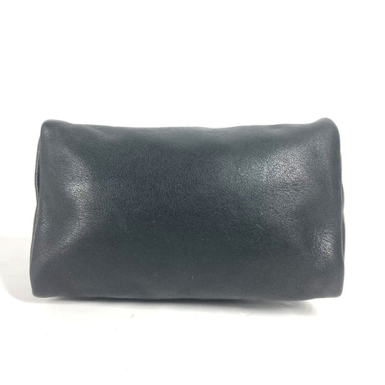 VERSACE Pouch leather black Medusa Women Used Authentic