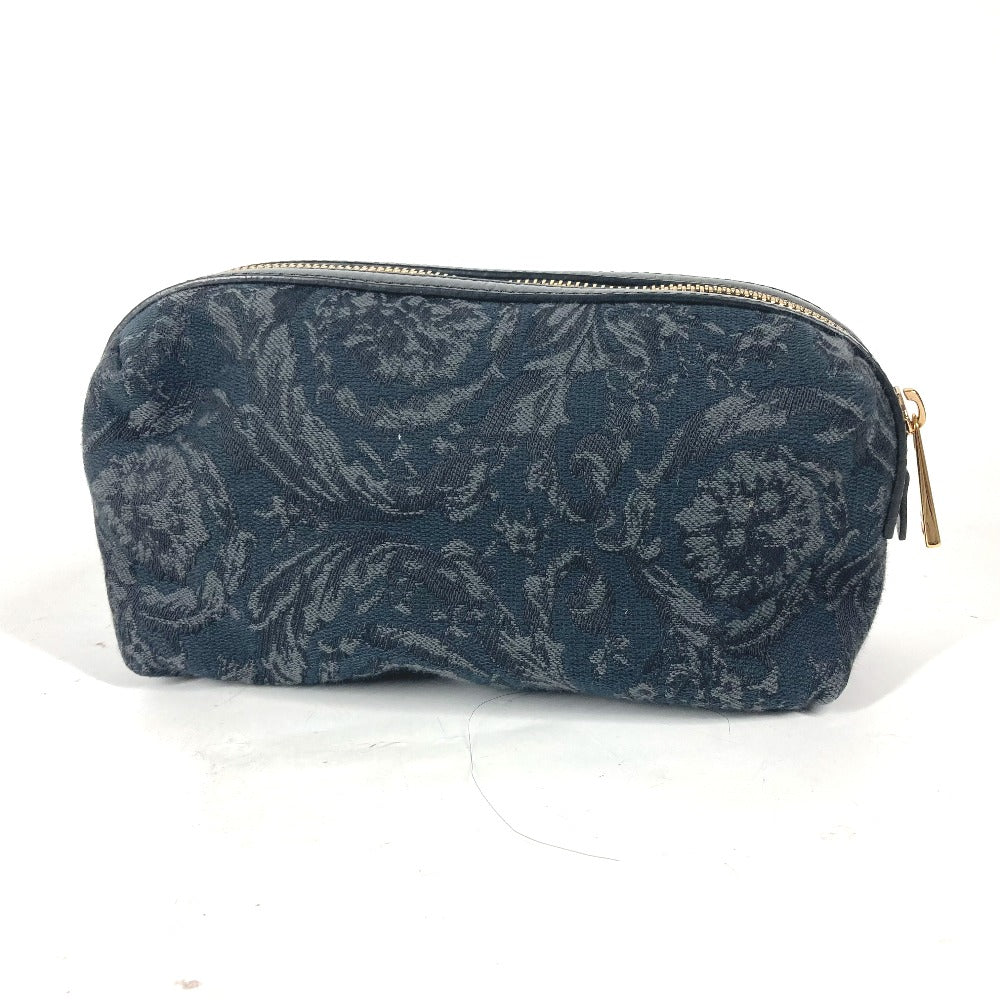 VERSACE Pouch canvas Black type logo Women Used Authentic