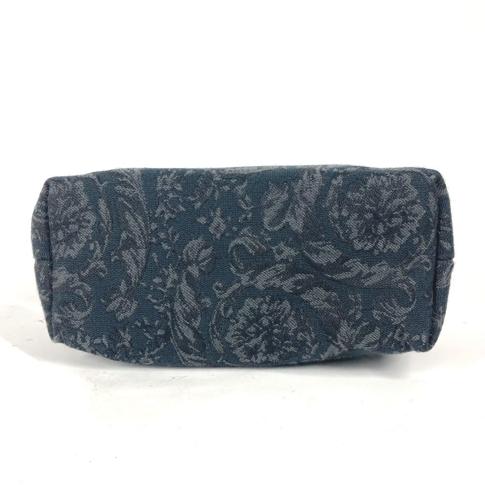VERSACE Pouch canvas Black type logo Women Used Authentic