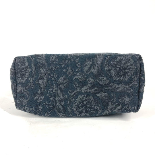 VERSACE Pouch canvas Black type logo Women Used Authentic