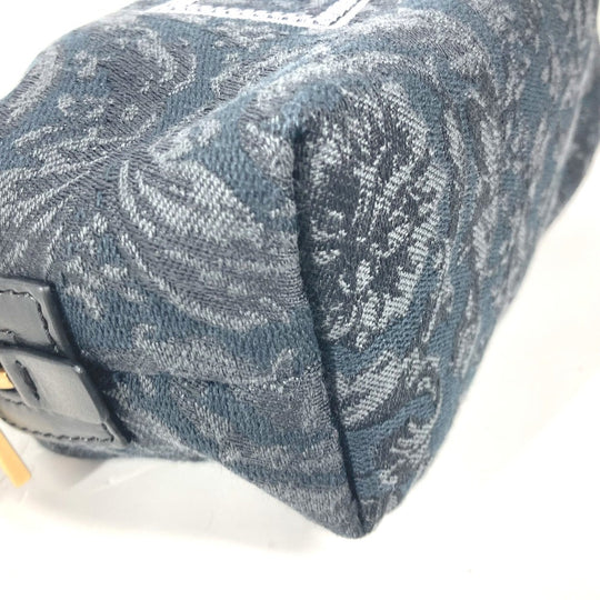 VERSACE Pouch canvas Black type logo Women Used Authentic