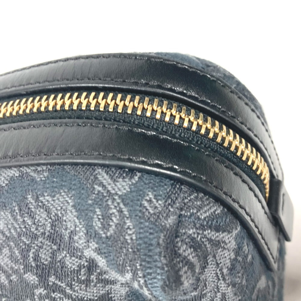 VERSACE Pouch canvas Black type logo Women Used Authentic
