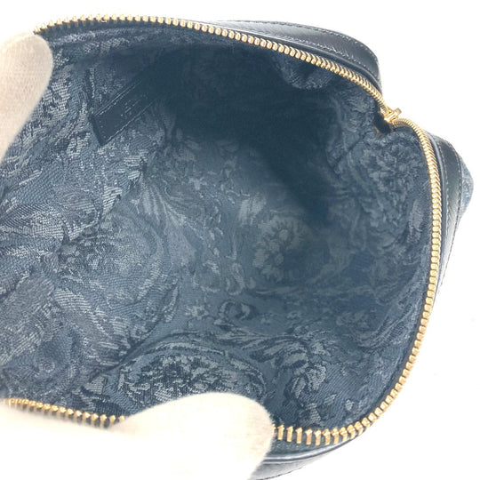 VERSACE Pouch canvas Black type logo Women Used Authentic