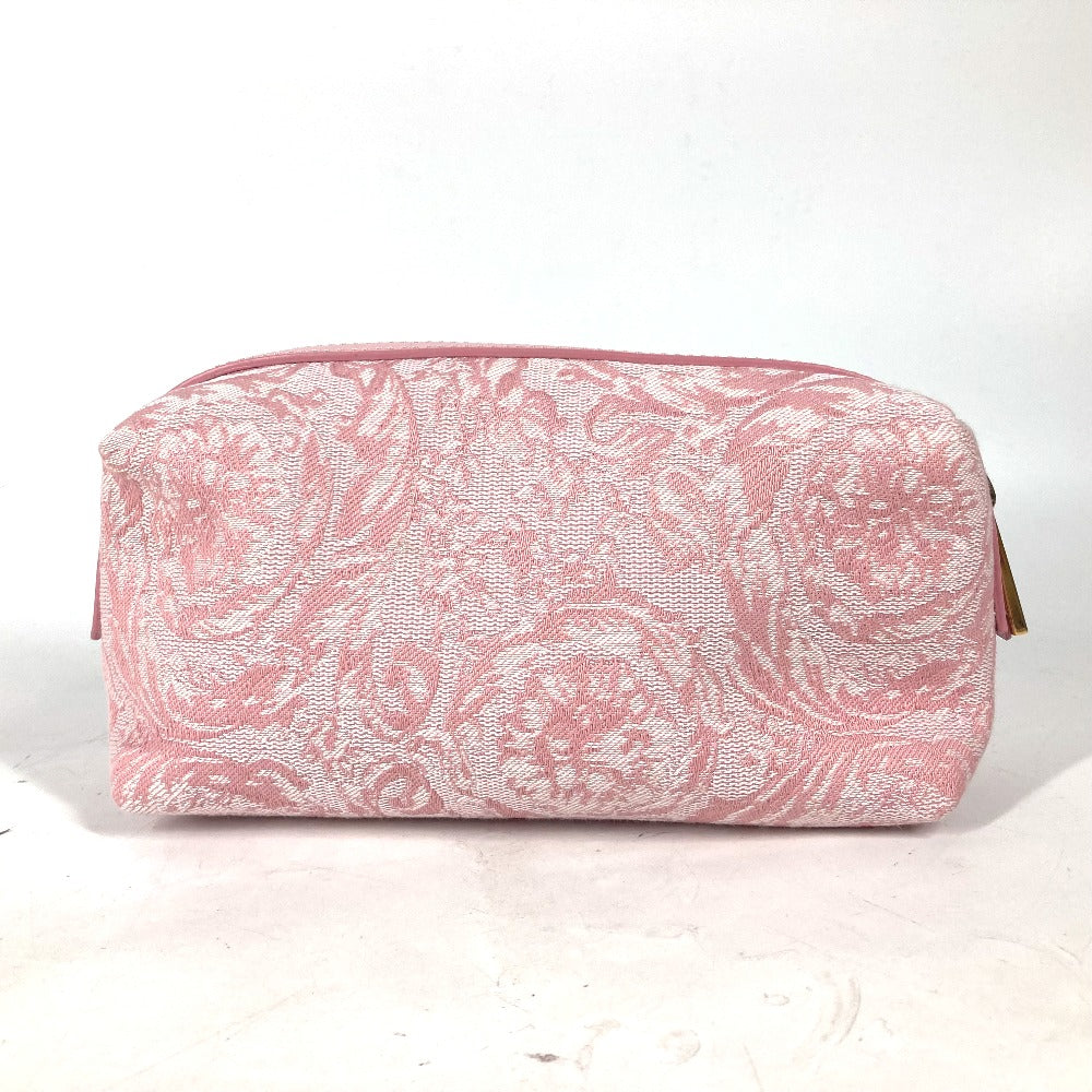 VERSACE Pouch canvas pink logo Women Used Authentic