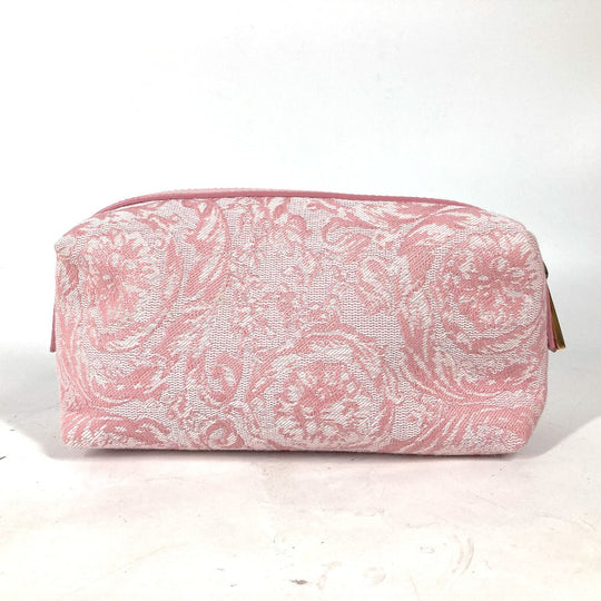VERSACE Pouch canvas pink logo Women Used Authentic