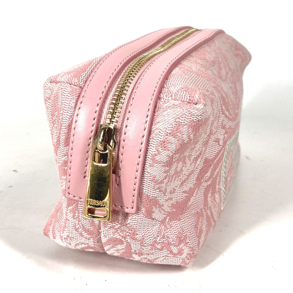 VERSACE Pouch canvas pink logo Women Used Authentic