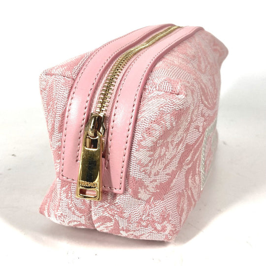 VERSACE Pouch canvas pink logo Women Used Authentic