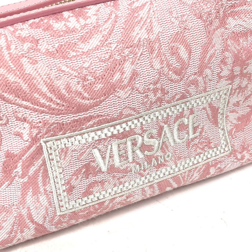 VERSACE Pouch canvas pink logo Women Used Authentic