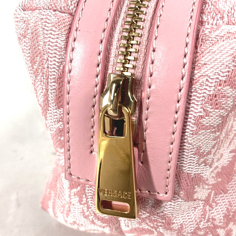 VERSACE Pouch canvas pink logo Women Used Authentic