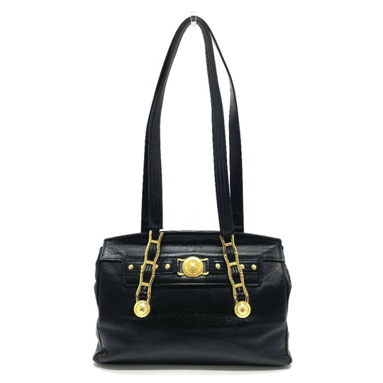 Gianni Versace Shoulder Bag leather black Sunburst Shoulder