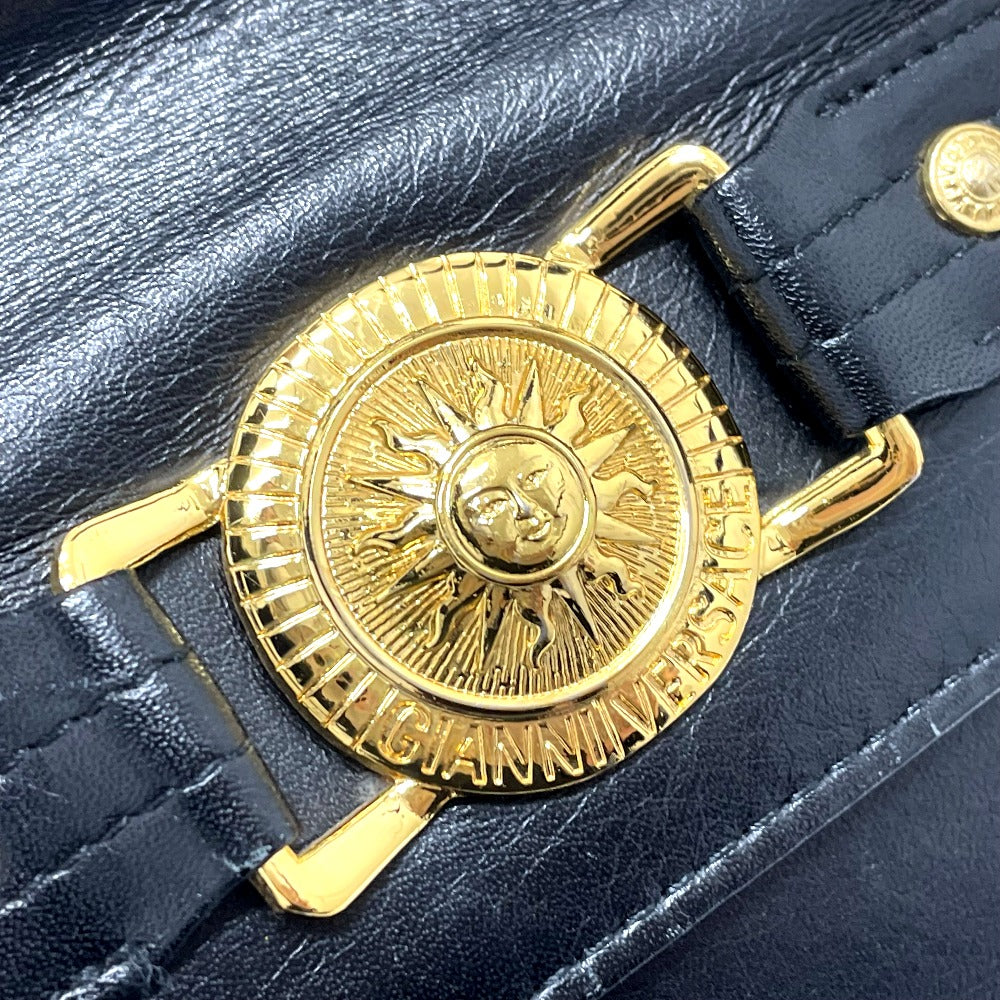 Gianni Versace Shoulder Bag leather black Sunburst Shoulder