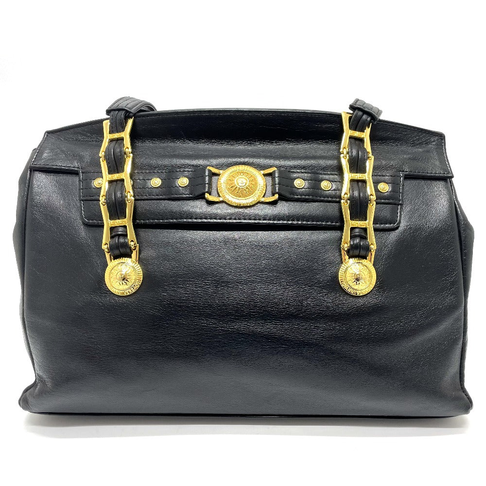 Gianni Versace Shoulder Bag leather black Sunburst Shoulder