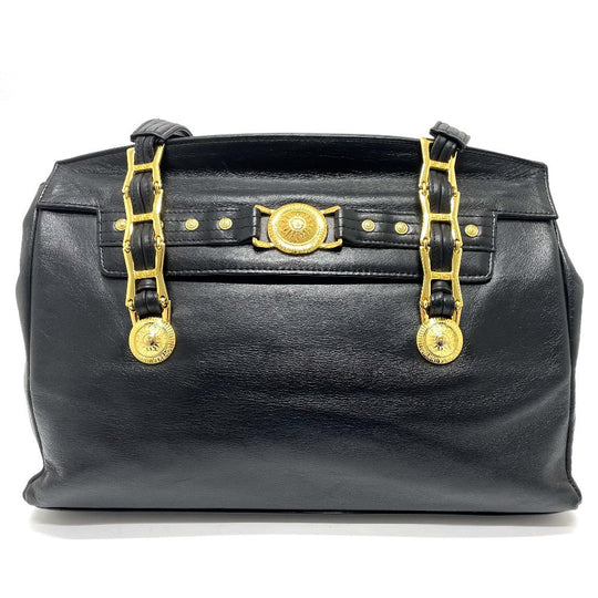 Gianni Versace Shoulder Bag leather black Sunburst Shoulder