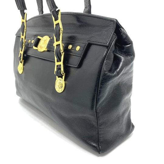 Gianni Versace Shoulder Bag leather black Sunburst Shoulder