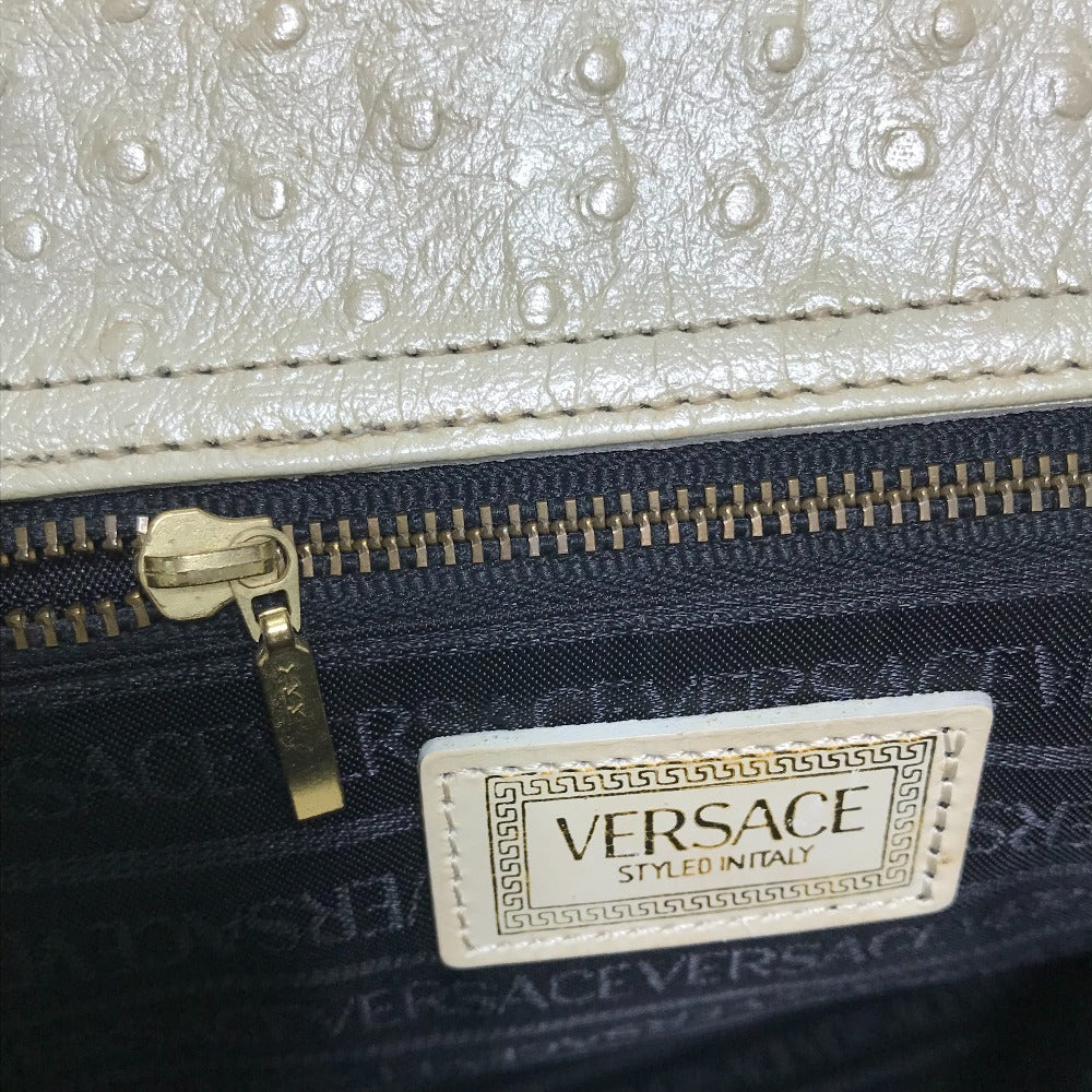 VERSACE Shoulder Bag leather beige Sunburst Women Used Authentic