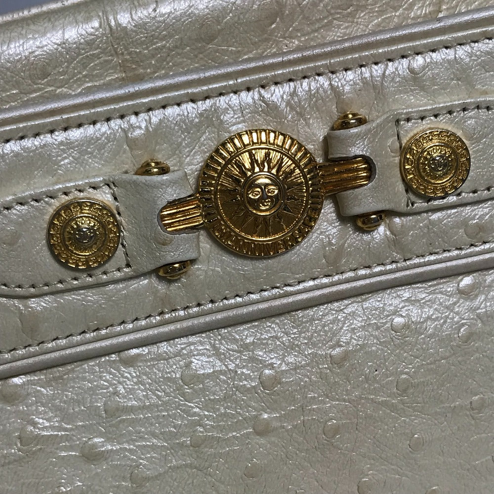 VERSACE Shoulder Bag leather beige Sunburst Women Used Authentic