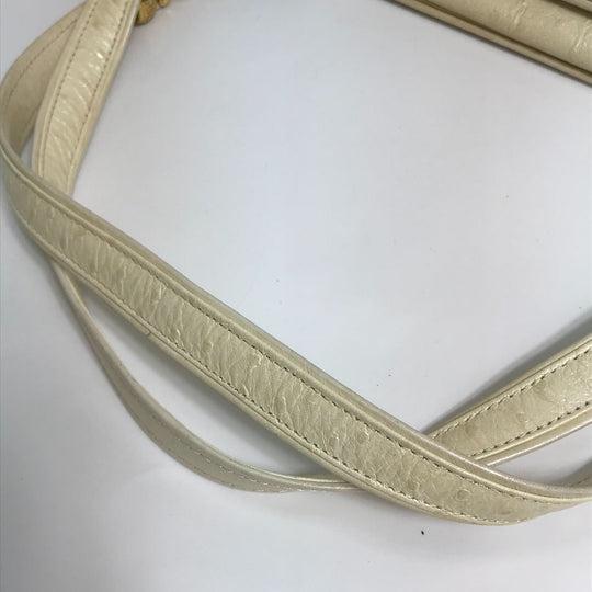 VERSACE Shoulder Bag leather beige Sunburst Women Used Authentic