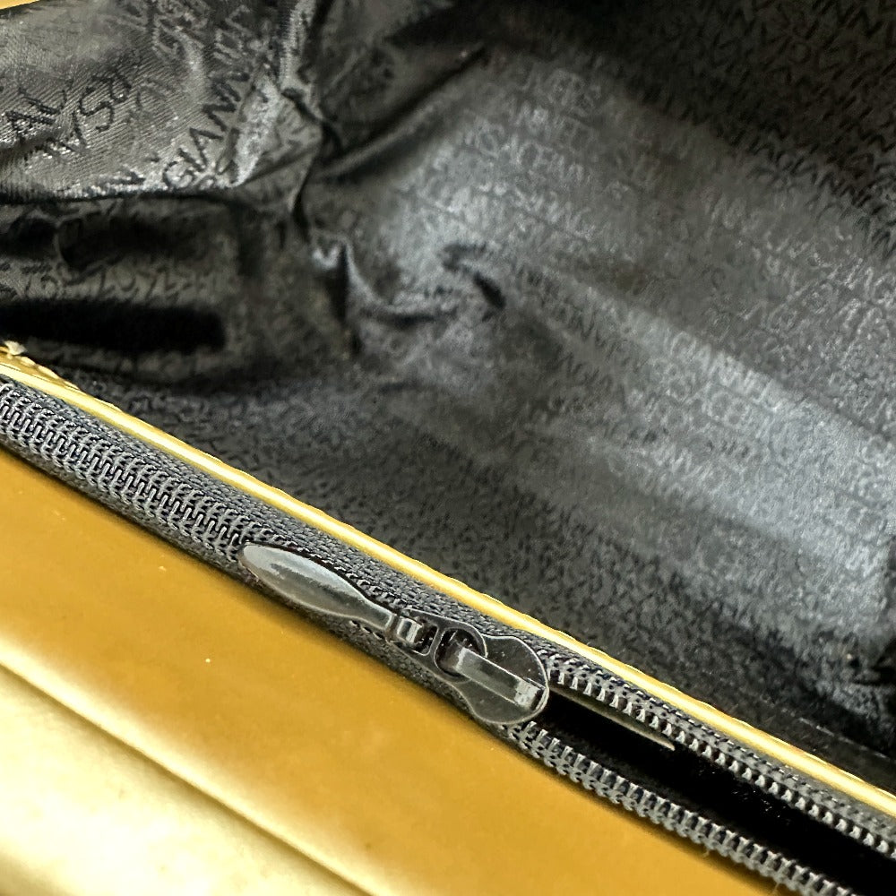 VERSACE Shoulder Bag leather gold Sunburst Women Used Authentic