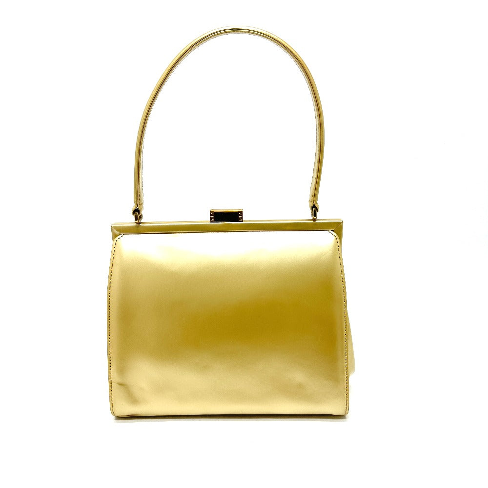 VERSACE Shoulder Bag leather gold Sunburst Women Used Authentic