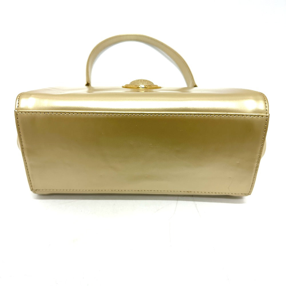 VERSACE Shoulder Bag leather gold Sunburst Women Used Authentic