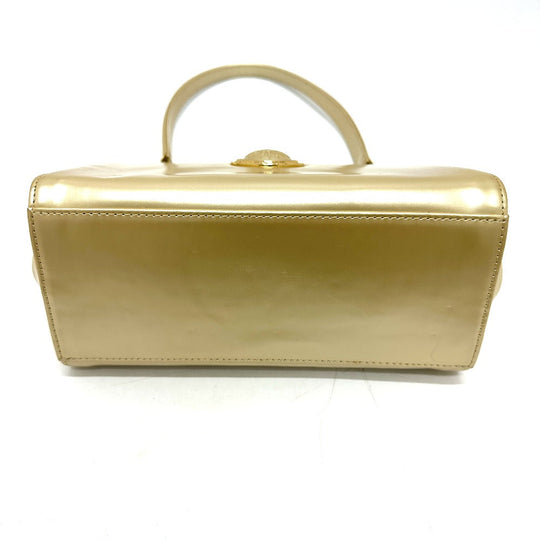 VERSACE Shoulder Bag leather gold Sunburst Women Used Authentic