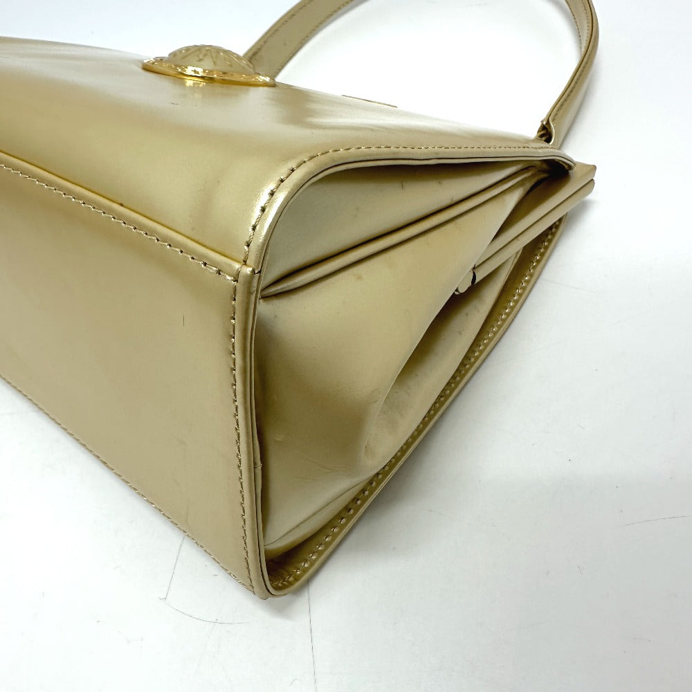 VERSACE Shoulder Bag leather gold Sunburst Women Used Authentic