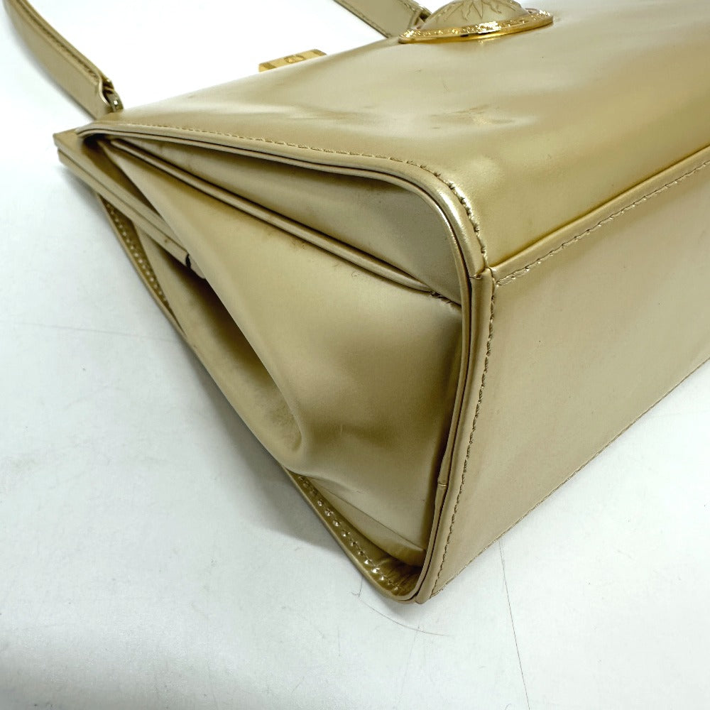 VERSACE Shoulder Bag leather gold Sunburst Women Used Authentic