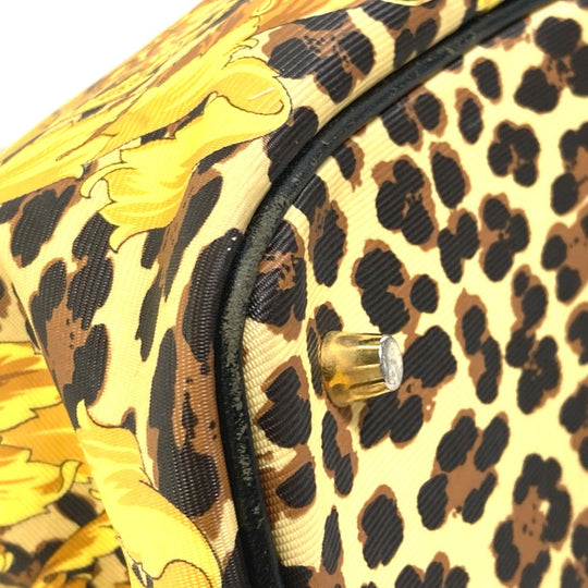 VERSACE Handbag PVC / Leather yellow Shoulder Bag Tote Bag Shoulder bag Leopard leopard print leopard Women Used Authentic