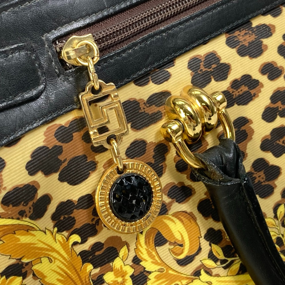 VERSACE Handbag PVC / Leather yellow Shoulder Bag Tote Bag Shoulder bag Leopard leopard print leopard Women Used Authentic
