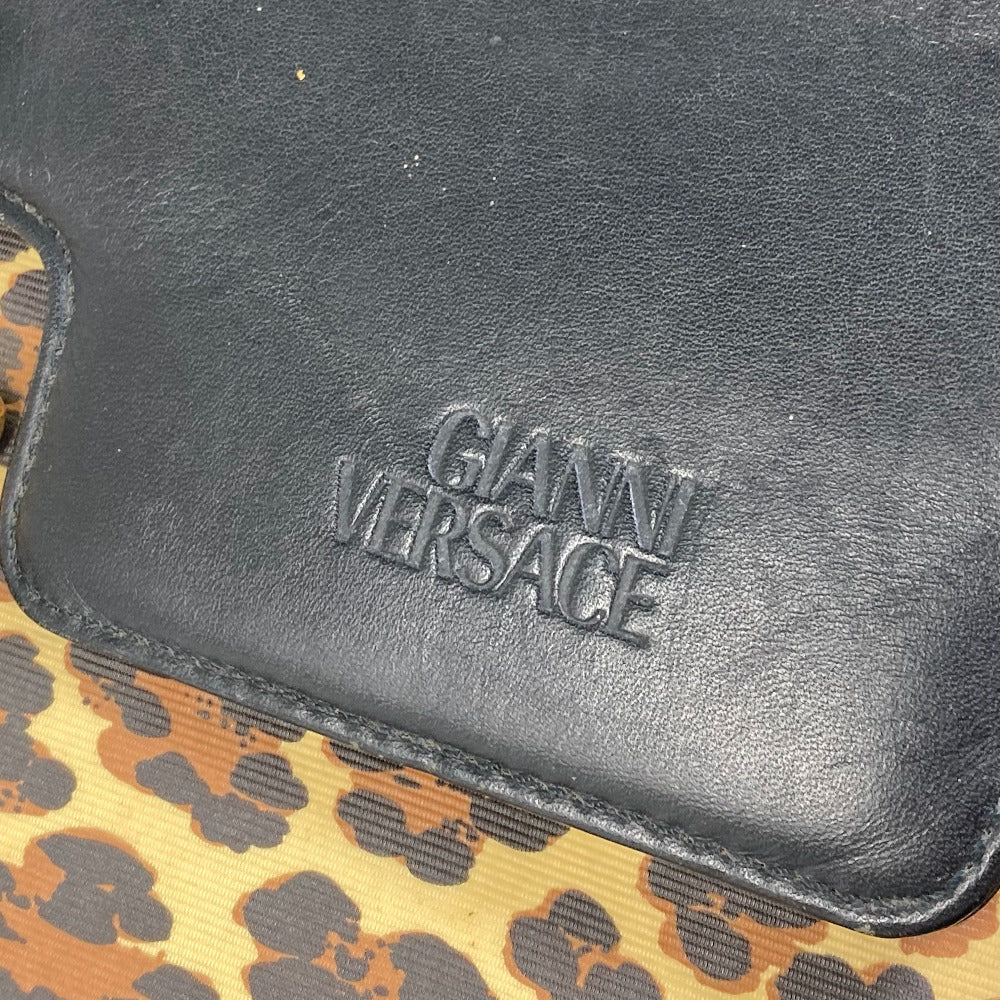 VERSACE Handbag PVC / Leather yellow Shoulder Bag Tote Bag Shoulder bag Leopard leopard print leopard Women Used Authentic