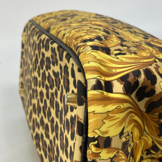 VERSACE Handbag PVC / Leather yellow Shoulder Bag Tote Bag Shoulder bag Leopard leopard print leopard Women Used Authentic