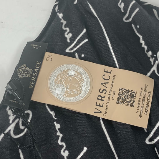 VERSACE key ring silk black Logo scarf included Women Used Authentic