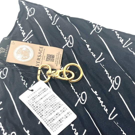 VERSACE key ring silk black Logo scarf included Women Used Authentic