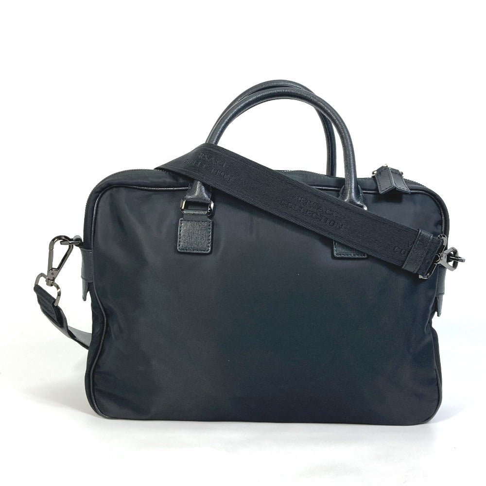 VERSACE Business bag Nylon black logo Shoulder Bag Handbag mens Used Authentic