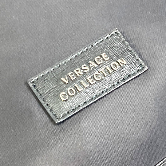 VERSACE Business bag Nylon black logo Shoulder Bag Handbag mens Used Authentic