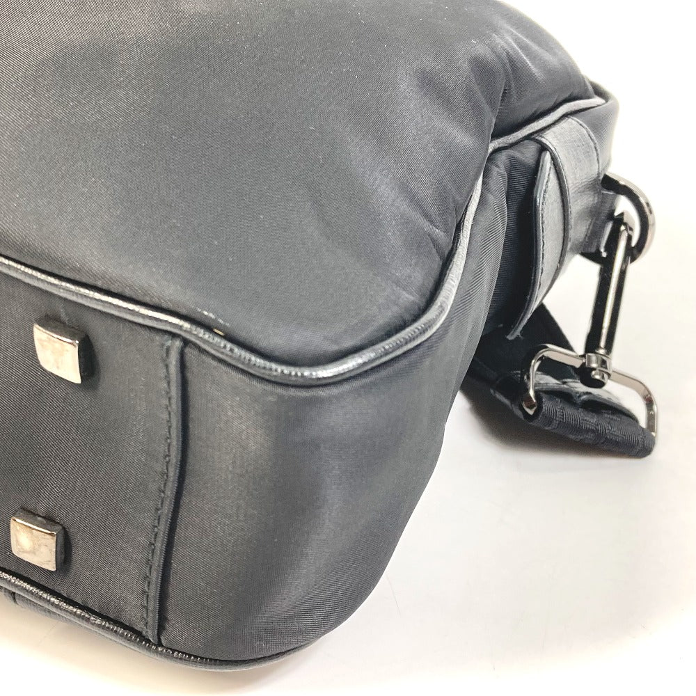 VERSACE Business bag Nylon black logo Shoulder Bag Handbag mens Used Authentic