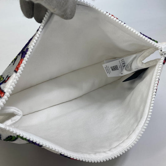 VERSACE Clutch bag pile white Virtus logo Women Used Authentic